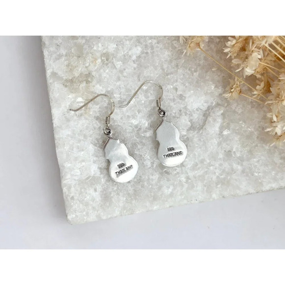 Sterling Silver Vintage Snowman 925 Stamped Thai Made Vintage Dangle Earrings - Picture 9 of 9